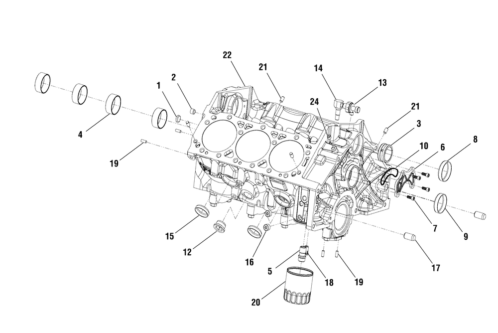 Engine Group - Cylinder Block Diagram and Parts List for 076355-03  Briggs and Stratton Generator